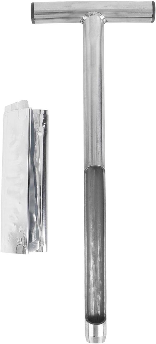Bodemsonde Roestvrij Staal - Bodemverzamelaar - Bodem Analyse - Met T-handvat - 41 x 16 x 3 cm - Zilver