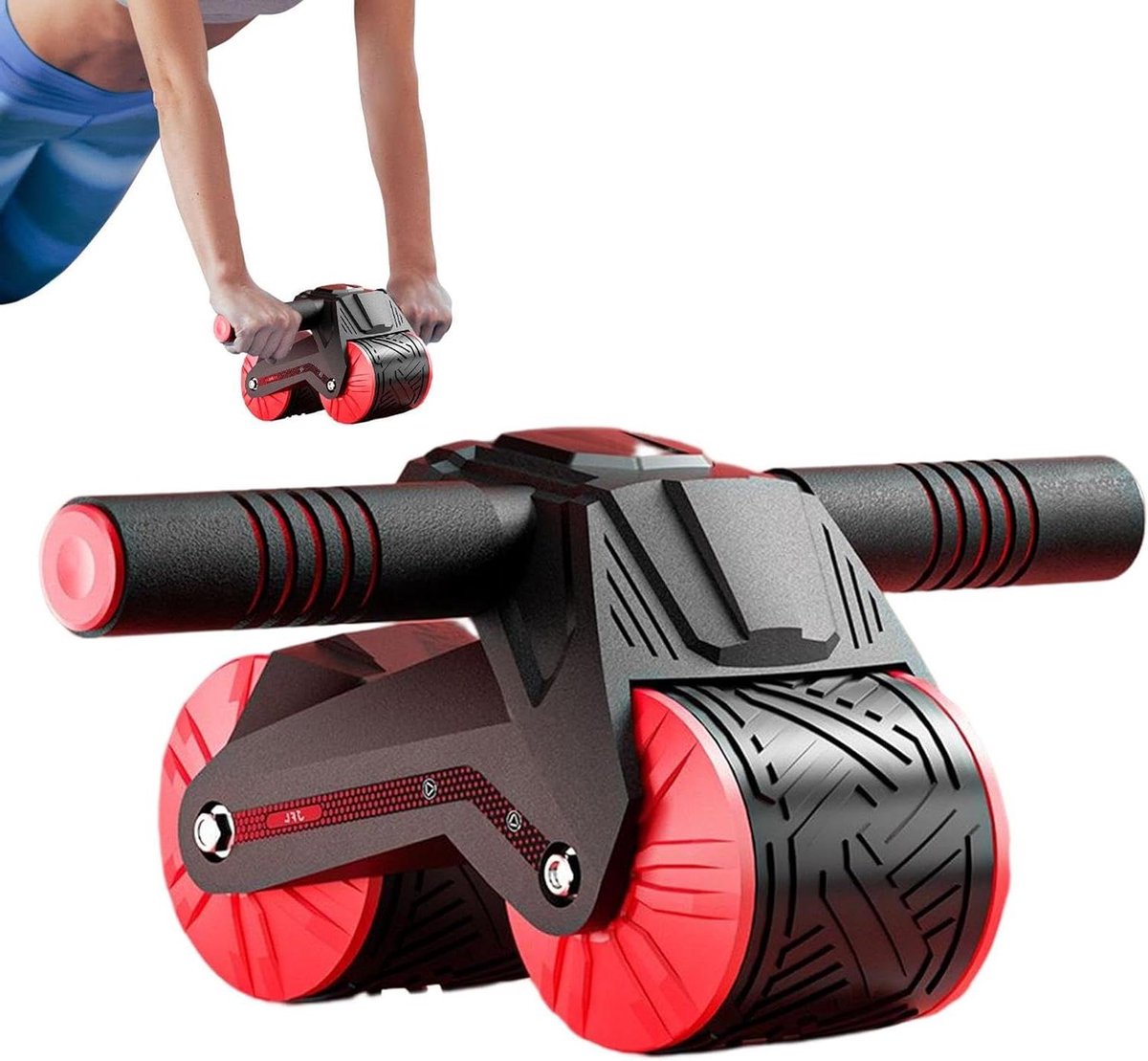 Buikspierwiel - Core Trainer - Krachtige Kern - Automatische Rebound - 24 cm - Rood