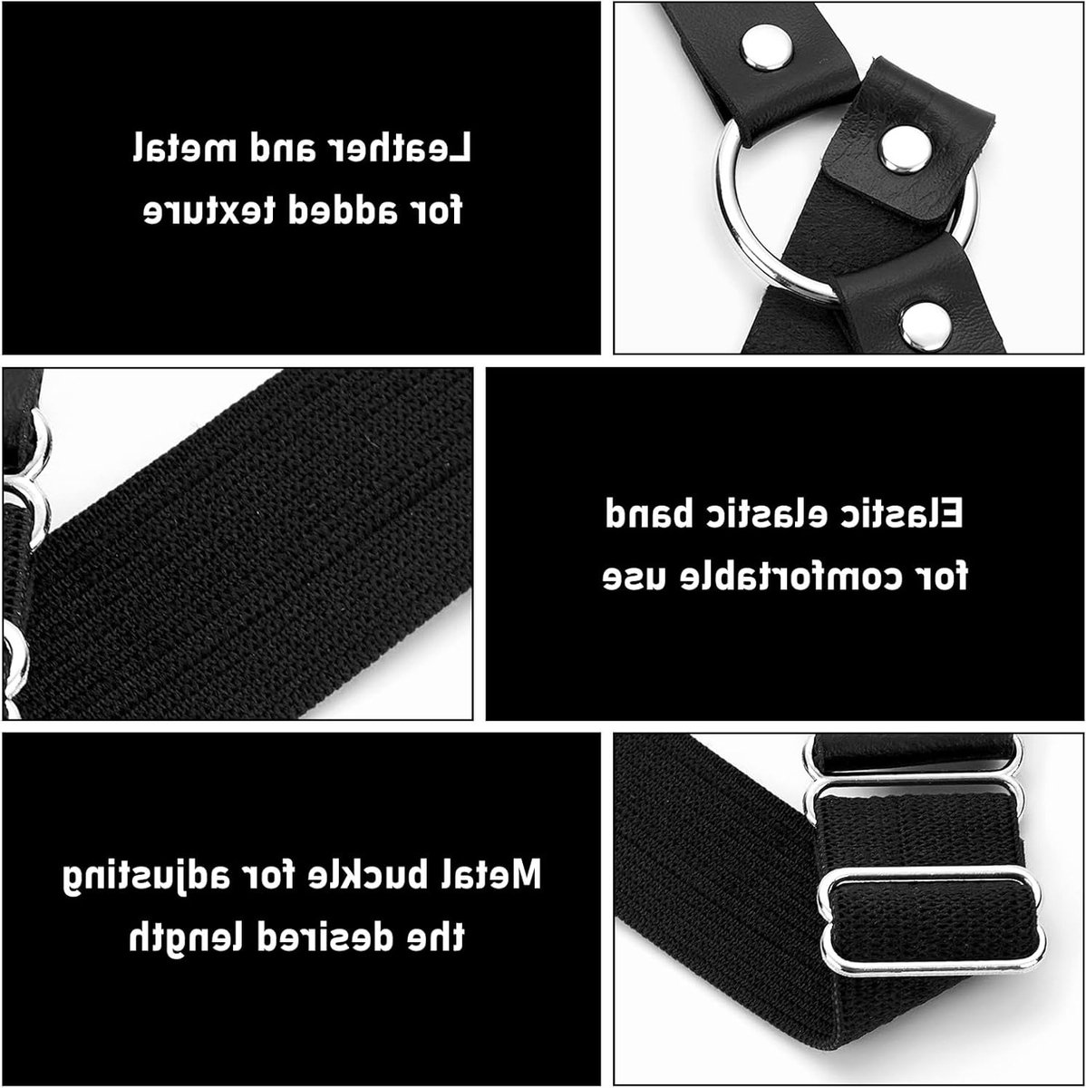 Punk Stijl Lederen Garter Set van 2 voor Dijen, Verstelbare Garter voor Cosplay en Feestaccessoires, Perfect voor Halloween en Carnaval
