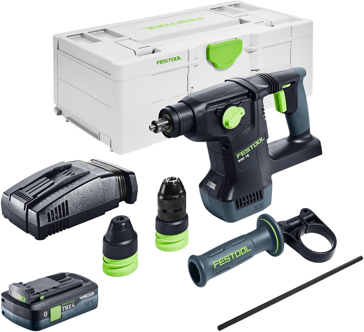Festool KHC 18 EB-Basic accu-combinatiehamer 18 V 2,6 J SDS-Plus Brushless + 1x accu 4,0 Ah + snellader + Systainer