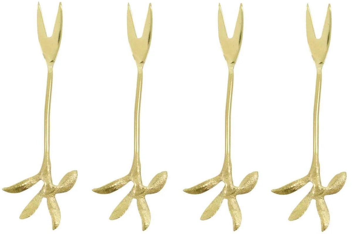 Borrel vorkjes Fork goud - 4 stuks