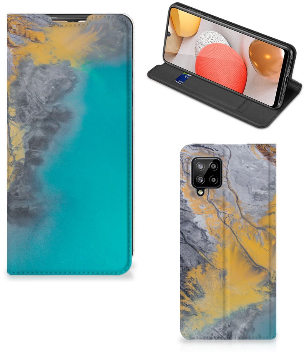 Samsung Galaxy A42 Standcase Marble Blue Gold