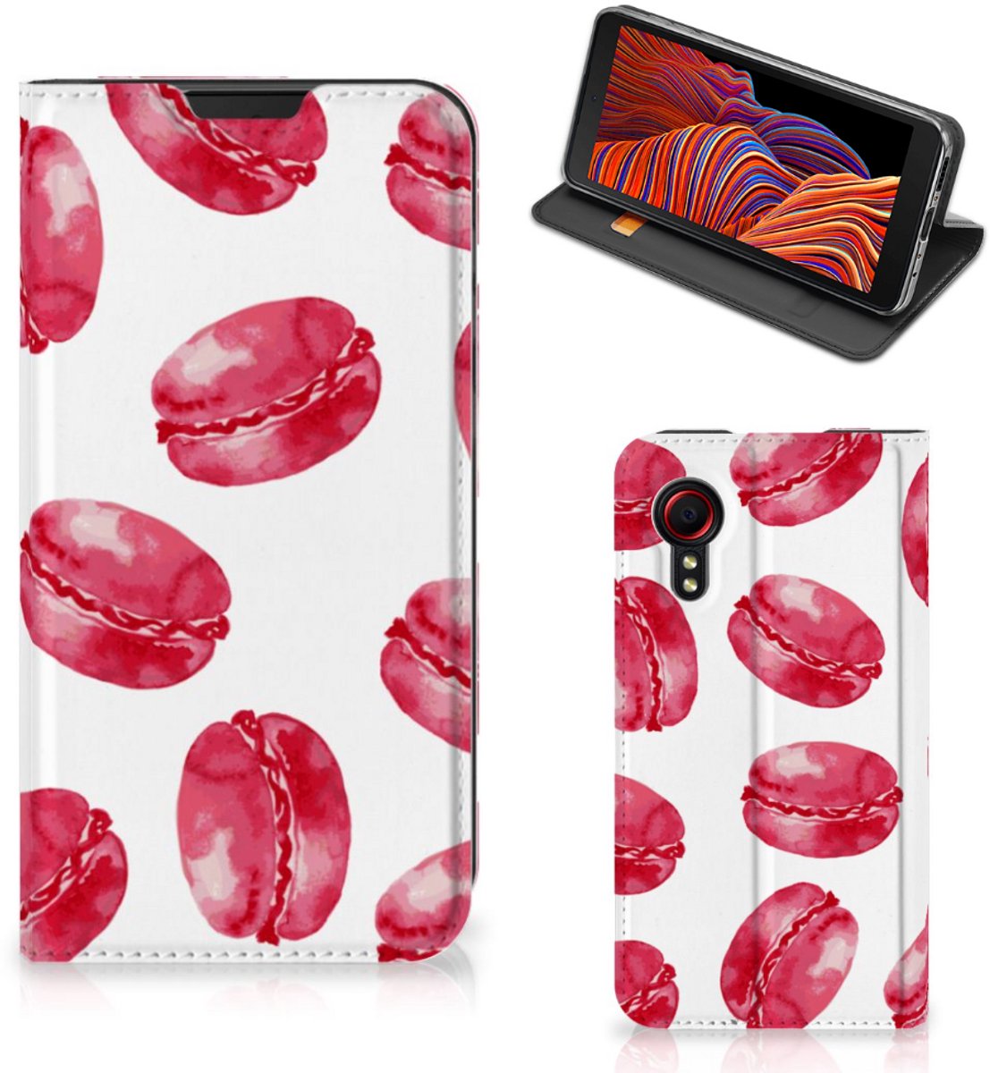 Samsung Galaxy Xcover 5 Flip Style Cover Pink Macarons