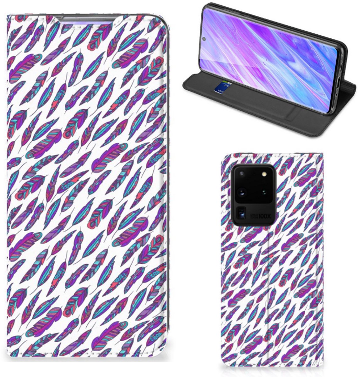 Samsung Galaxy S20 Ultra Hoesje met Magneet Feathers Color