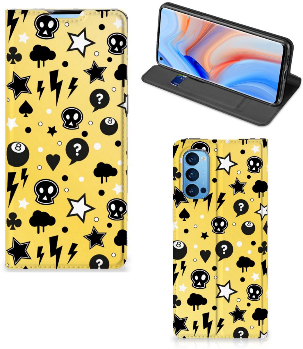 Mobiel BookCase OPPO Reno4 Pro 5G Punk Geel