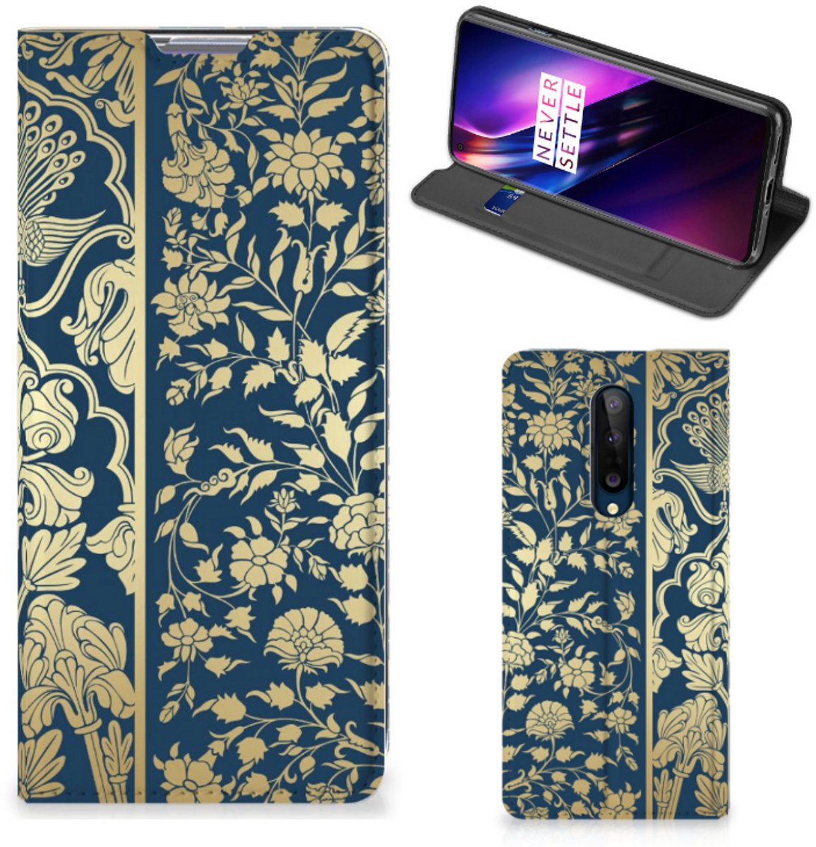 Standcase Hoesje voor OnePlus 8 Smart Cover Beige Flowers