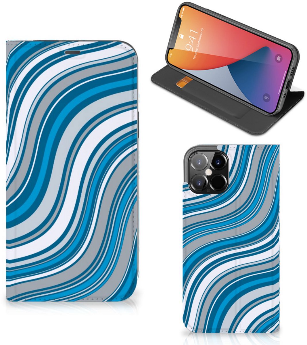iPhone 12 Pro Max Hoesje met Magneet Waves Blue