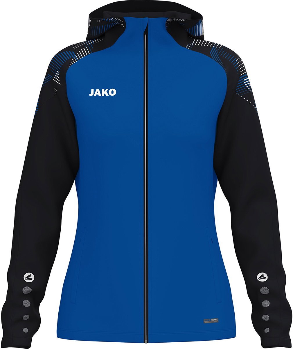 Jako Sonic Jas Met Kap Dames - Royal / Zwart | Maat: 46/48