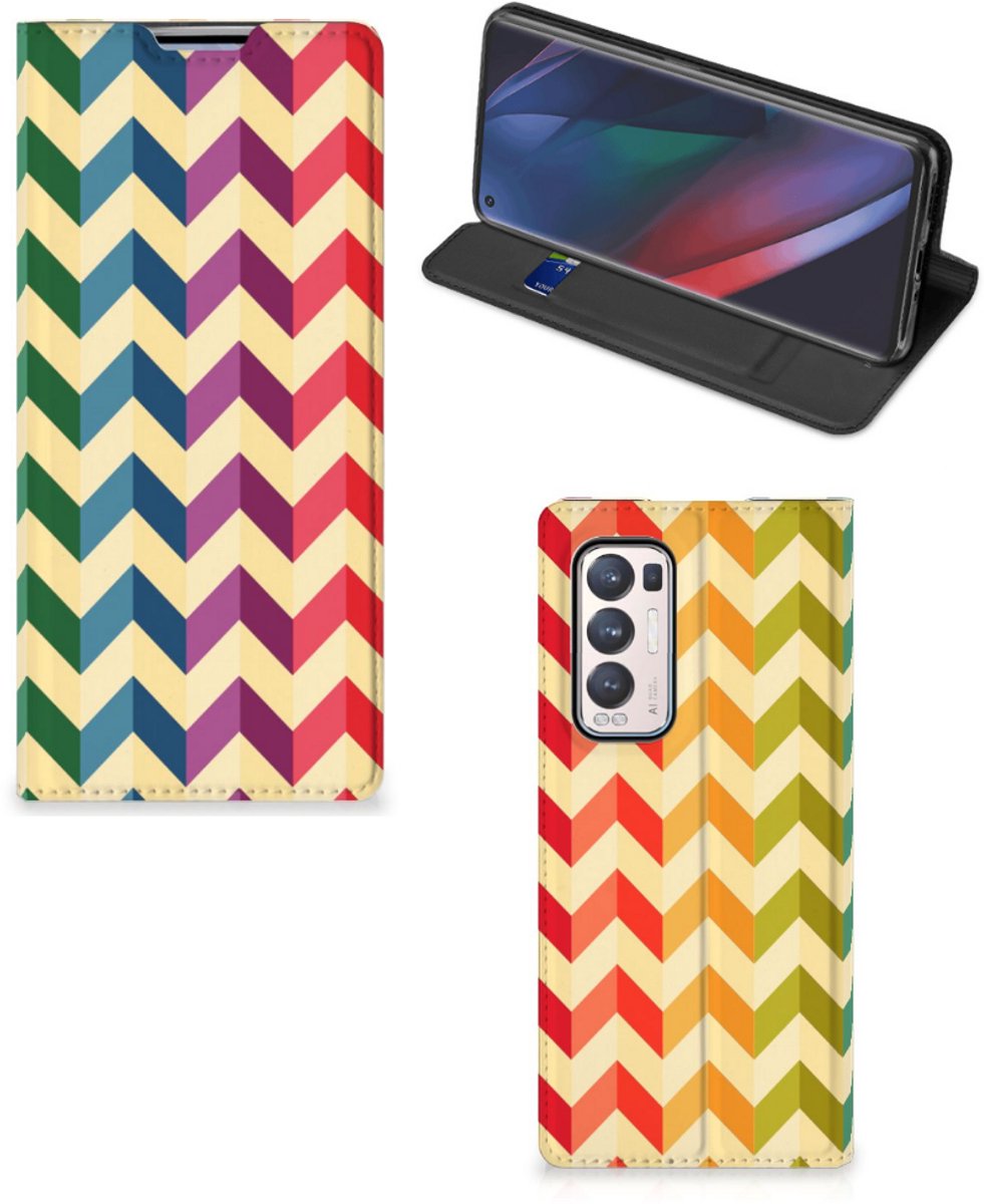 OPPO Find X3 Neo Hoesje met Magneet Zigzag Multi Color