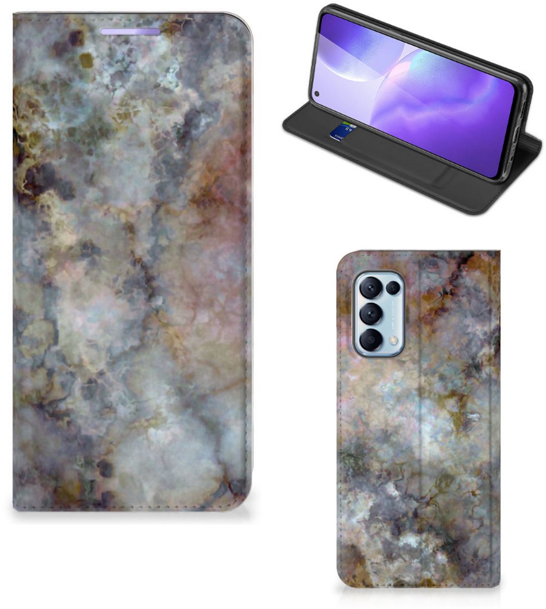 OPPO Find X3 Lite Standcase Marmer Grijs