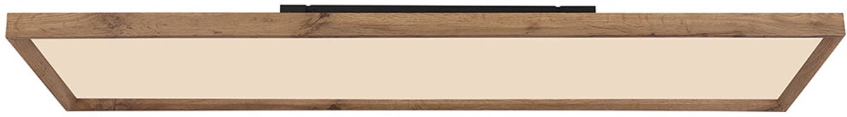 Plafondlamp CCT slaapkamer landelijke stijl houten lamp, bruin opaal, LED 36W 2400lm 2700-6500K, LxBxH 120x30x8,5 cm
