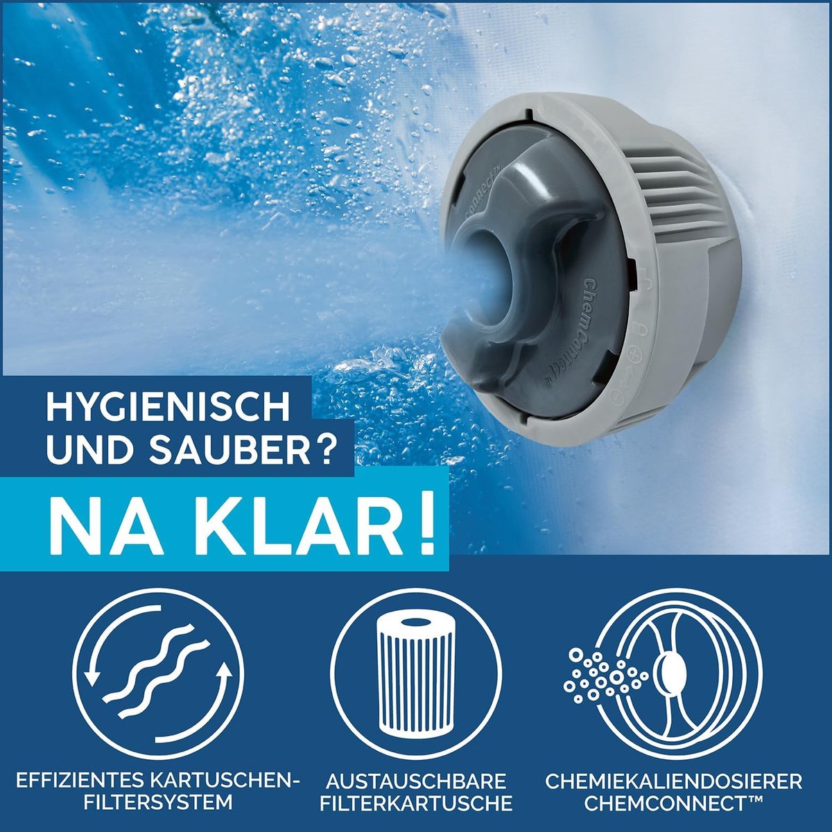 Opblaasbare Whirlpool Spa ABTkantoor Aruba AirJet – Luxe Rond Jacuzzi voor 3 Personen, 605 Liter, 110 Luchtjets, Patroonfiltersysteem, Kunststof, 230V, Inclusief Isolatieafdekking & ChemConnect Diffuser