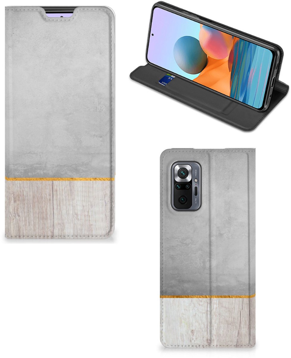 Xiaomi Redmi Note 10 Pro Book Wallet Case Wood Concrete