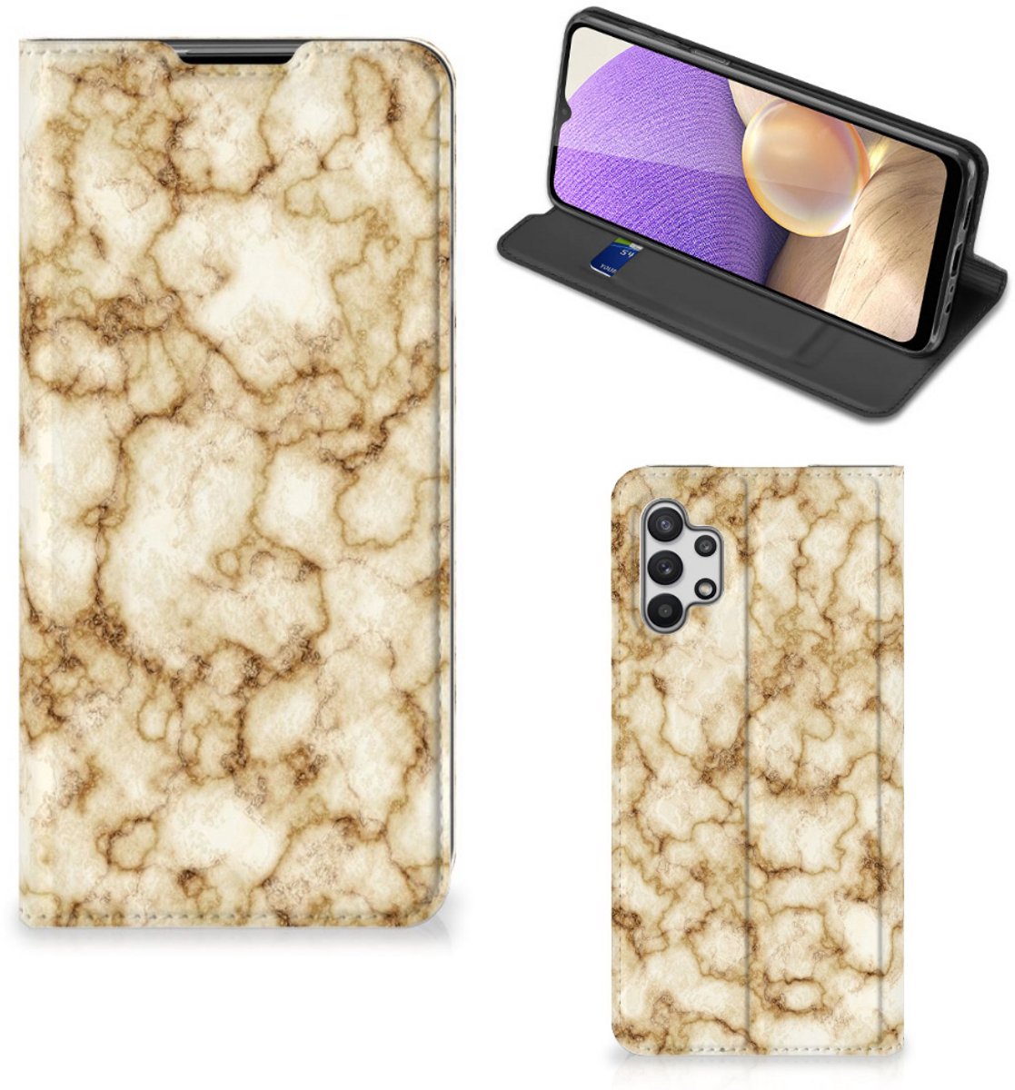 Samsung Galaxy A32 5G Standcase Marmer Goud