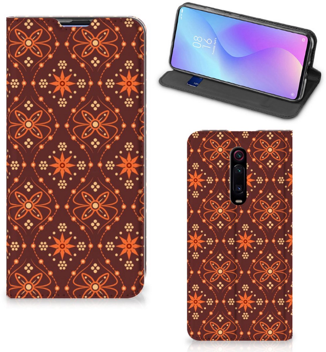 Xiaomi Mi 9T Pro Hoesje met Magneet Batik Brown