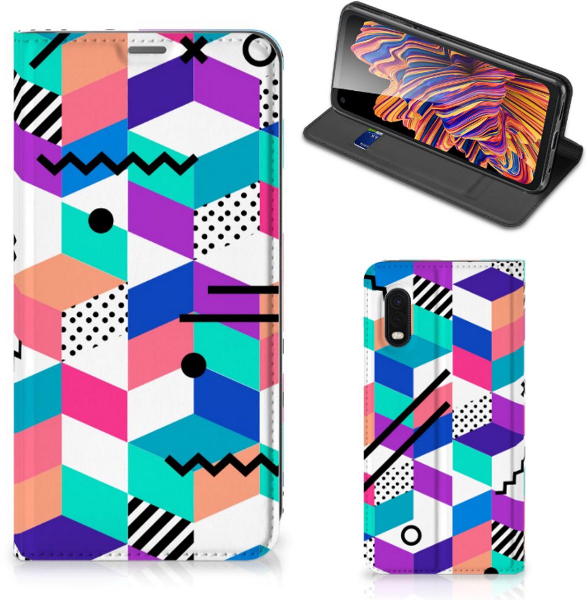 Samsung Xcover Pro Stand Case Blokken Kleurrijk