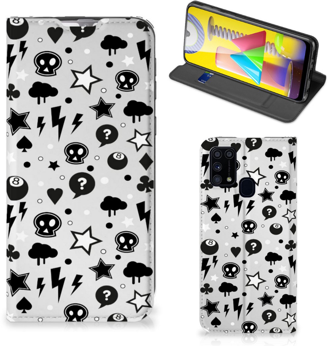 Mobiel BookCase Samsung Galaxy M31 Silver Punk