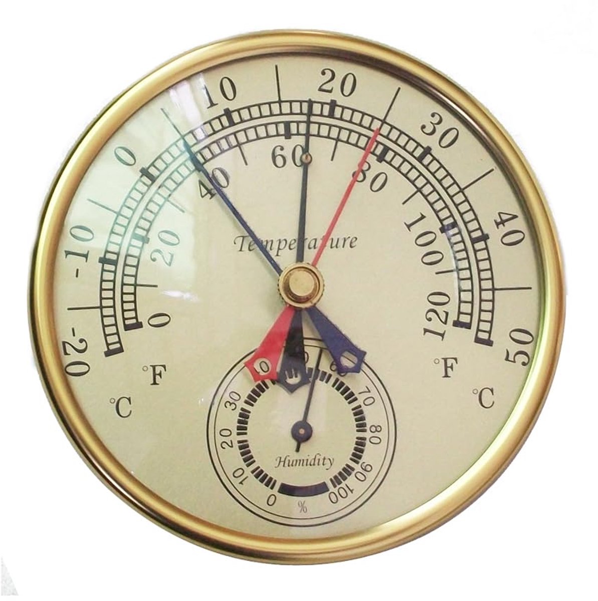 Thermometer en hygrometer - analoge wijzerplaat - thermometer - vochtigheidsmeter - geschikt voor tuinen, kassen, magazijnen, thuiskantoren (12-8 cm diameter)