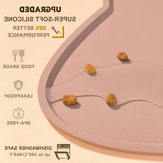Siliconen Voer Mat voor Huisdieren, Waterdichte Antislip Mat voor Katten en Honden, 44x25cm — afbeelding 4