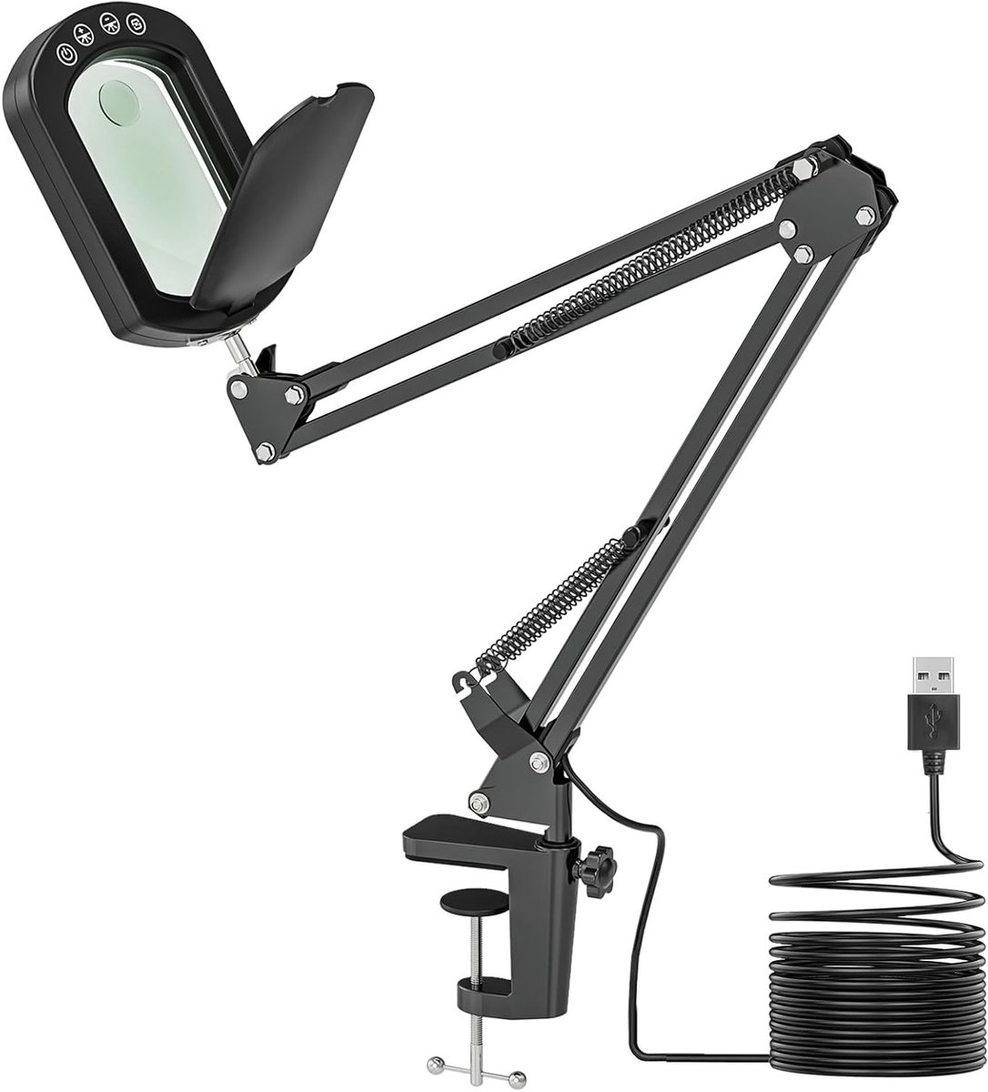 Verlichting Loep met Statief, 10X 15X Vergrootglas met Stofbescherming, Dimbare LED Loep voor Hobby en Vakmanschap met 5 Kleurmodi en Aanraakknop