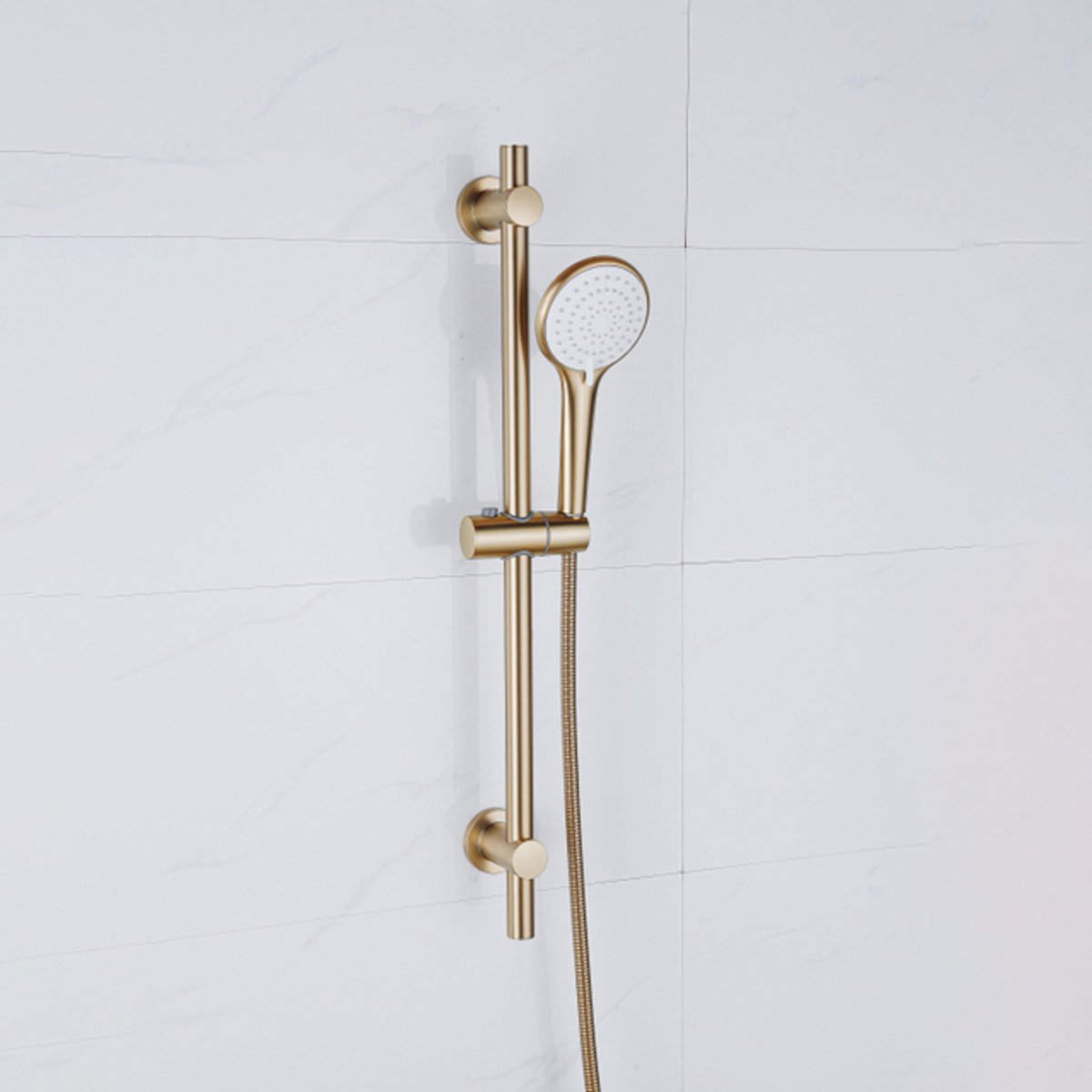 Adema Sparkle 2.0 Glijstangset - 70cm glijstang - ronde handdouche - metalen doucheslang - goud mat