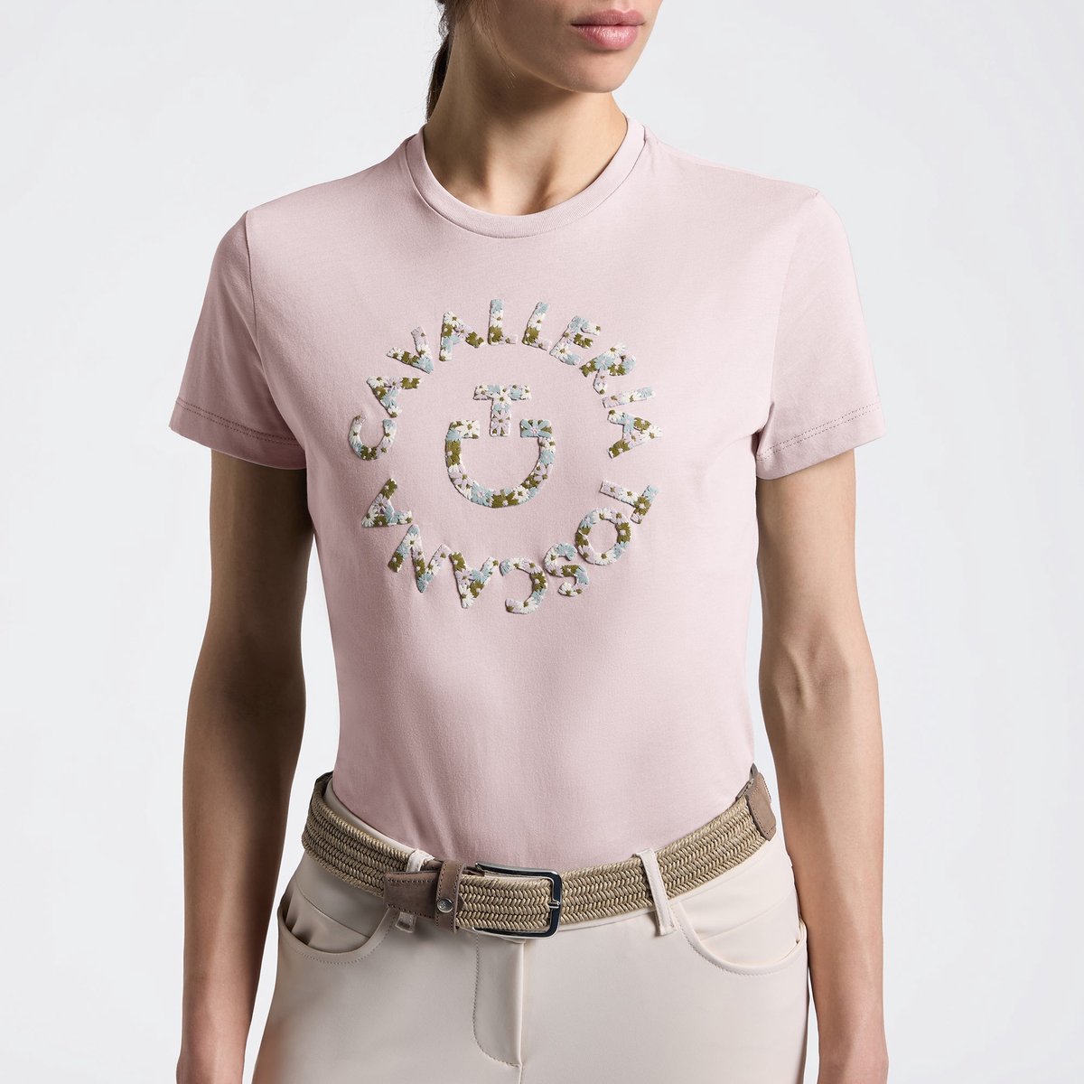 Cavalleria Toscana Dames Floral Embroidery T-Shirt One size