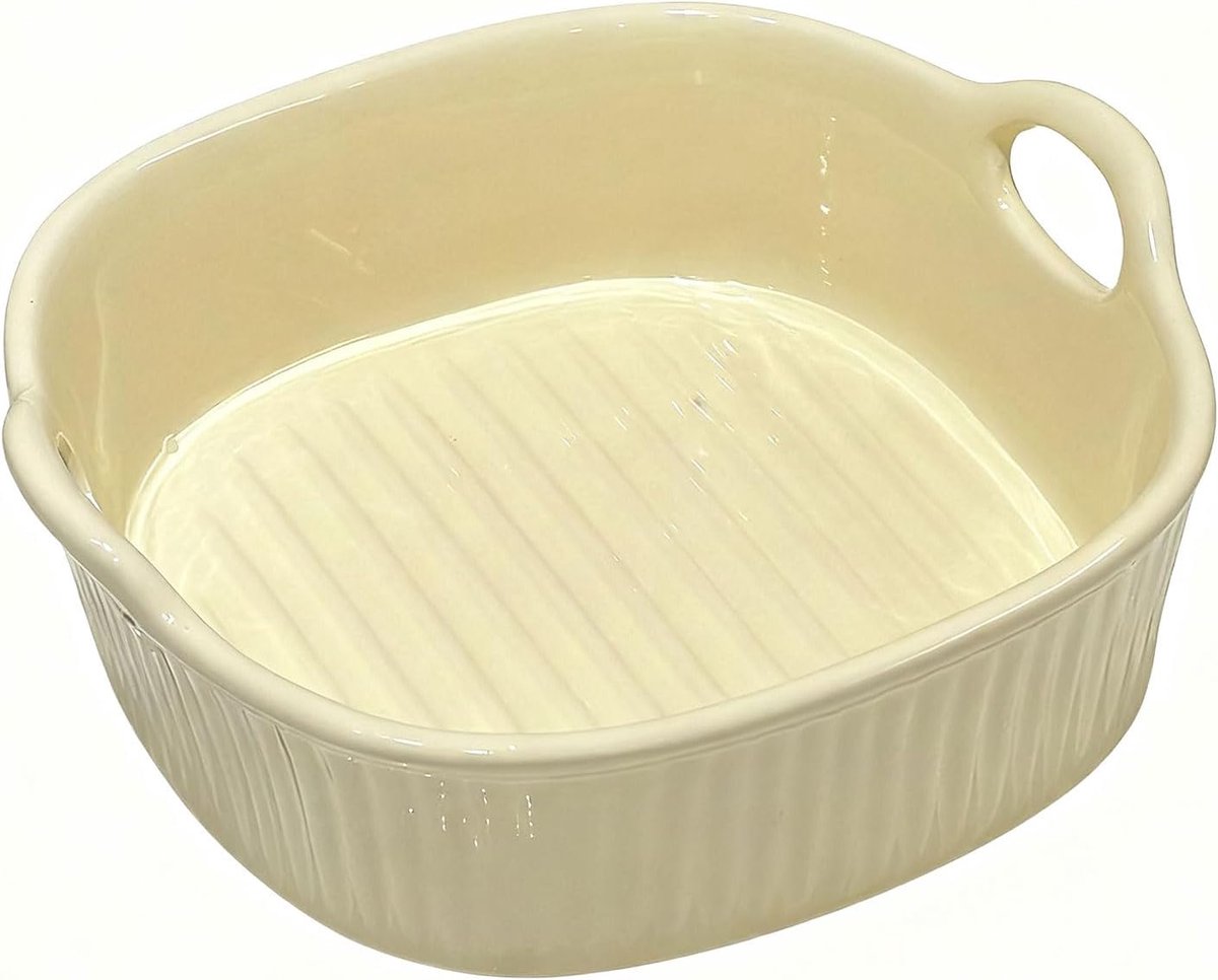 Ronde Keramische Ovenschaal voor Airfryer en Oven - Lasagnevorm - Lichtgeel