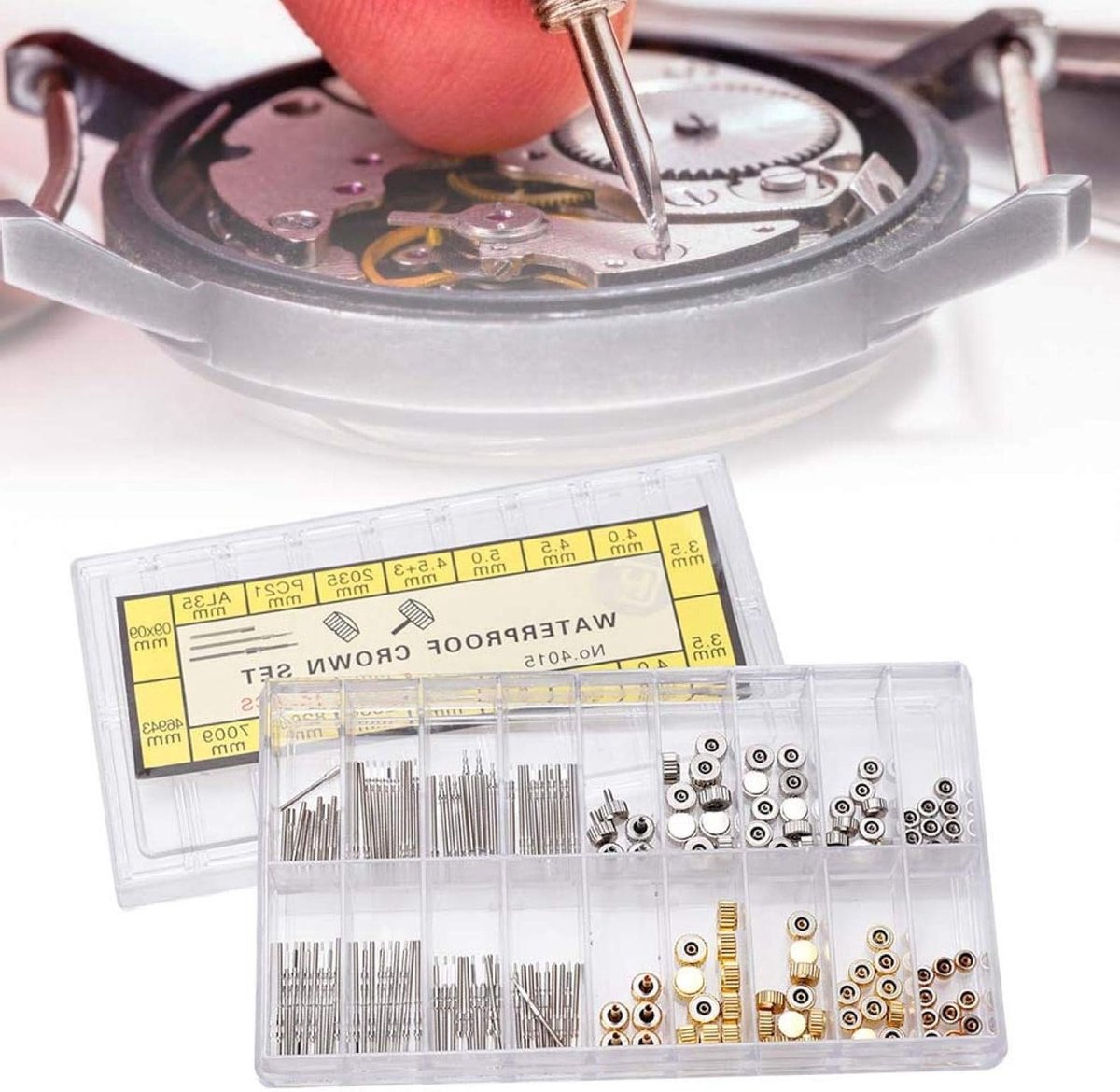 Roestvrijstalen Horlogekroon en Veerstaaf Set - Horloge Reparatie Gereedschap en Accessoires voor Vervanging en Uitbreiding van Horlogestelen