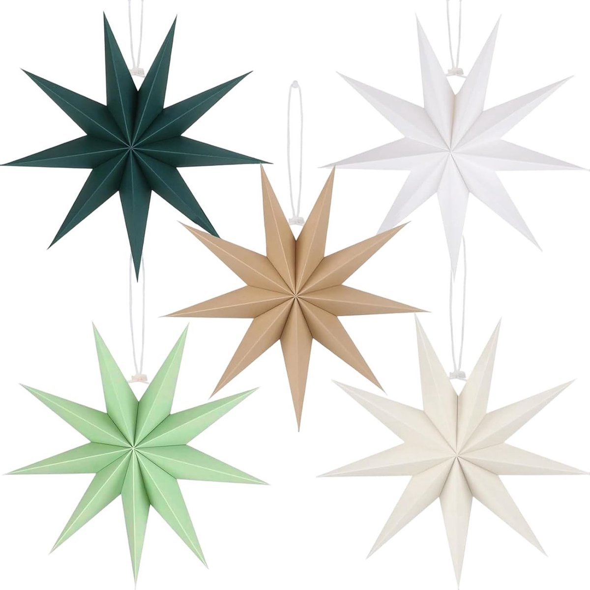Vouwsterren van papier voor Kerstmis, 30 cm, 9-punts hangdecoratie, feestelijke sterren voor kerstdecoratie, tafeldecoratie en verjaardagen in 4 gemengde kleuren