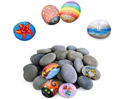 20 Stuks Platte Stenen voor Schilderen, Natuurlijke Decoratieve Keien voor DIY Kunstprojecten, 3-5 cm, Kleurige Verfstenen voor Creatieve Handicrafts