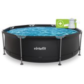 VirtuFit Rond Zwembad Ø244 x 76 cm - Incl. Filterpomp - Opzetzwembad - Duurzaam & Veilig Stalen Frame - Antraciet