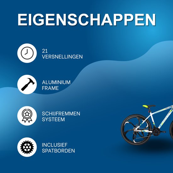 Mountainbike - Voor heren en dames - 21 versnellingen, dubbele mechanische schijfremmen, aluminium frame, spatbord - Black-26 Inch van Merkloos — afbeelding 2