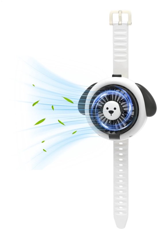Draagbare Horloge Ventilator Polsband Fan Mini Handventilator 3 Snelheden USB-C Oplaadbaar Wit
