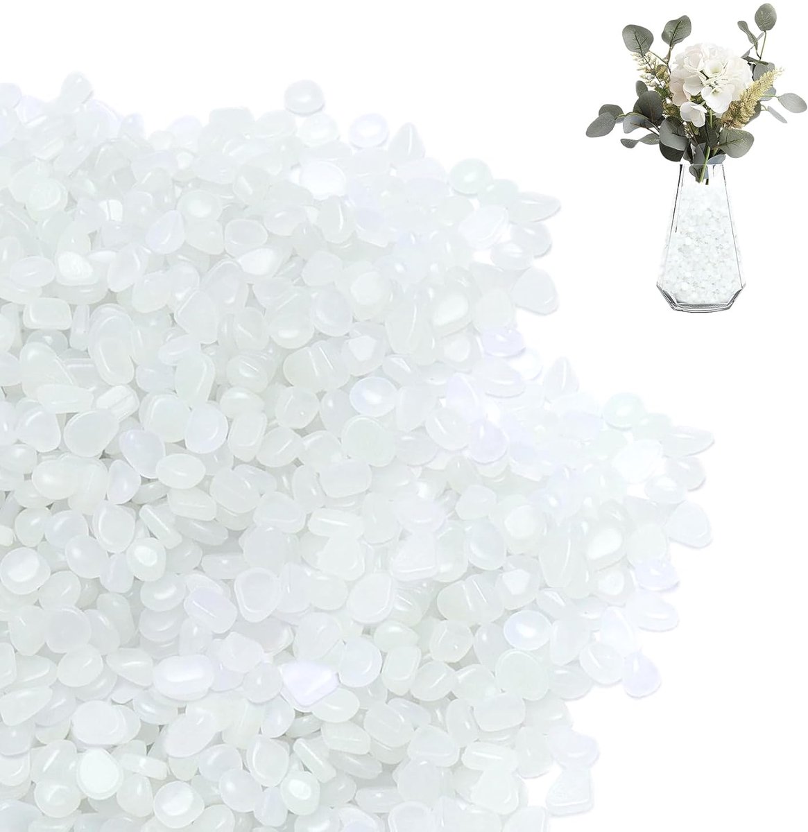 KARZO Lichtstenen 1000 Stuks 5-8 mm Glanzende Decoratieve Stenen voor Tuin, Terras en Aquarium, Luminous Pebbles, Buiten voor Kinderen, DIY Feest