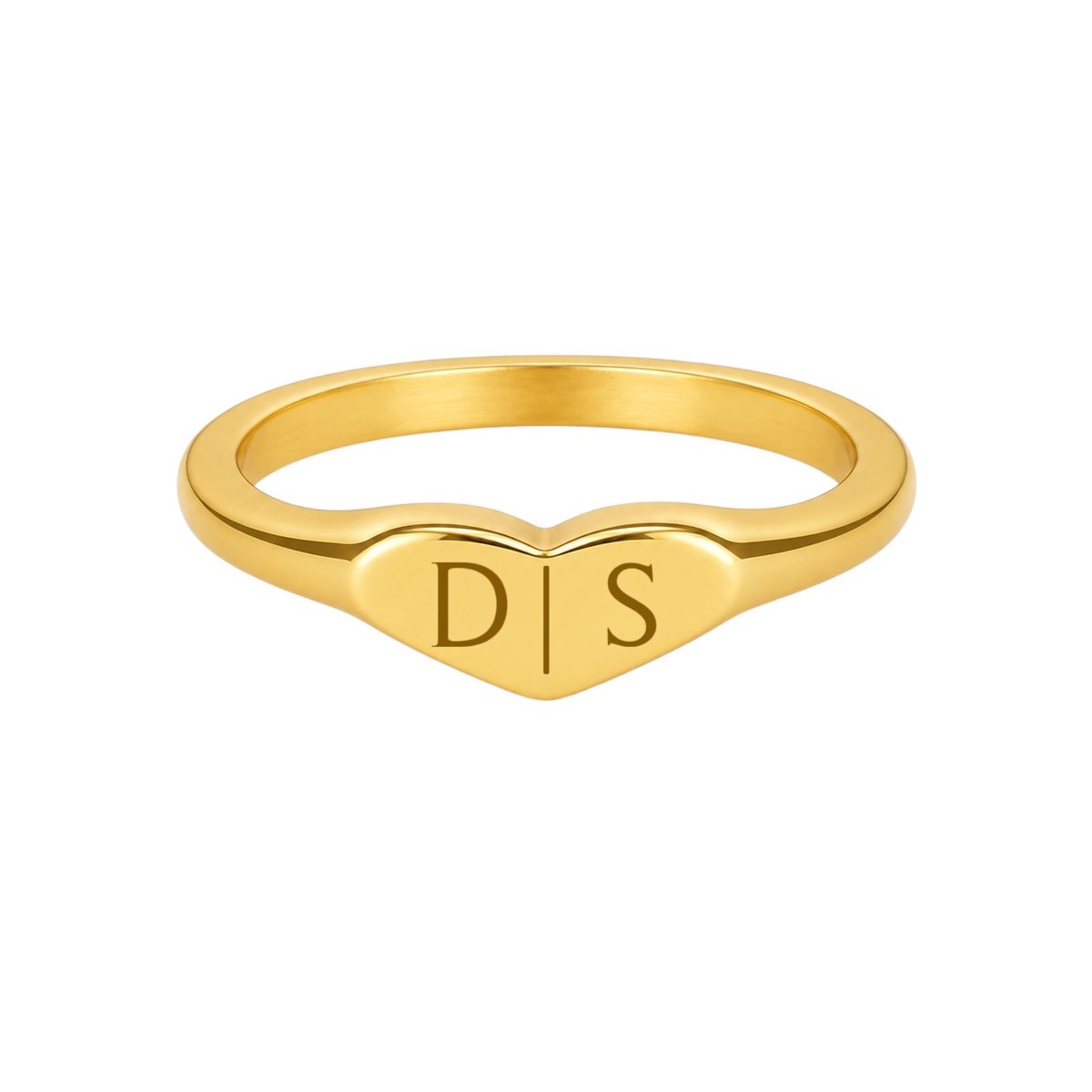 Ring Hart met 2 Initialen Goud, USA 8 / NL 18 (57mm)