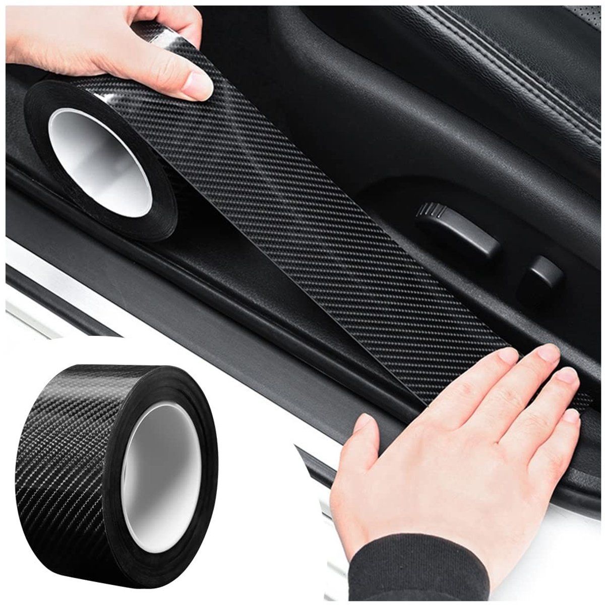 Cosensi- Autodeurdorpbeschermer 5D Koolstofvezel - Anti-botsingsbeschermer - Kraswerende Strip - Sticker voor Dorpel Achterbumper - Waterdicht - Eenvoudig aan te brengen - Bumperstrip