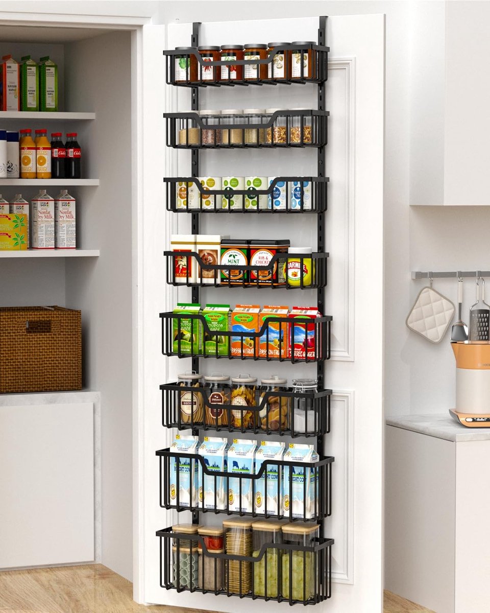 Cosensi- Pantry Organizer 8-Tier - Opbergrek Metaal - Verstelbare Manden - Keuken Organizer - Opbergrek voor Deur - Maximale Verticale Ruimte