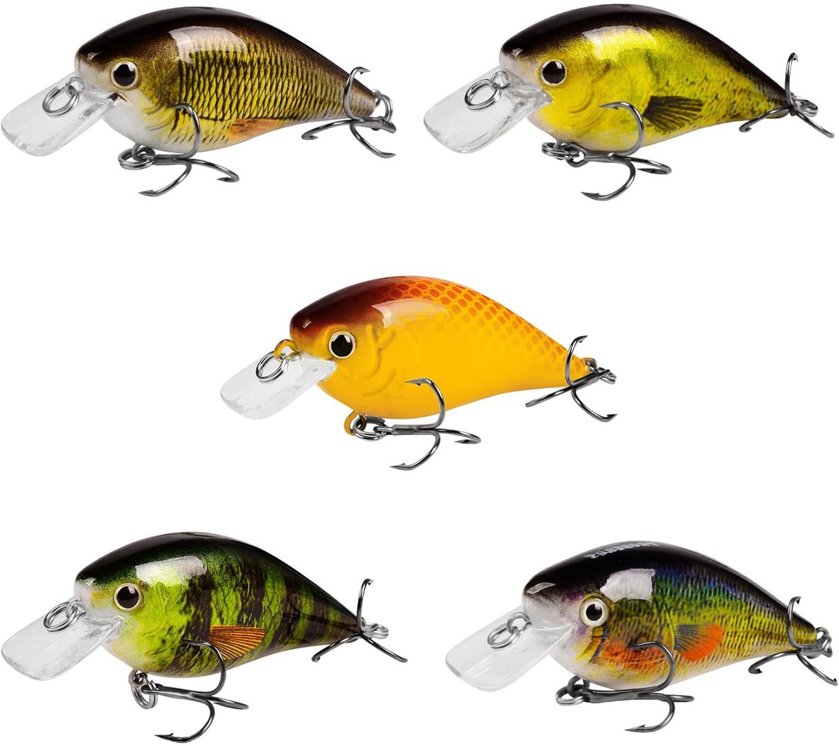 Cosensi- Wobbler set 5 kleuren - Kunstaas snoek/baars/snoekbaars - 13g, 7cm - Zwarte dubbele haken - Ideaal voor alle wateren