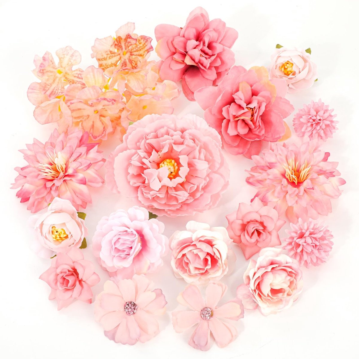 Cosensi- Kunstbloemen 17 Stuks - Rozen/Pioenrozen/Waterlelies - Decoratie voor Bruiloft/Festival/Huis - Handwerk - Herbruikbaar - Nep Bloemen