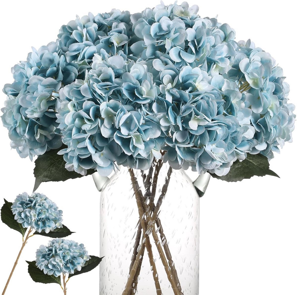 Cosensi- Hortensia Kunstbloemen 6 Stuks - Realistische Kunstbloemen - Bruiloft/Feest Decoratie - Woondecoratie - Zijde/Kunststof - 18,5"/6,6