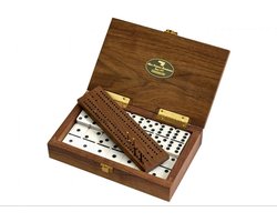 Luxe Dominoset met Zwarte Walnoot Koffer - 28 Stenen Double-Six Toernooi Domino's - Professionele Houten Domino Spel