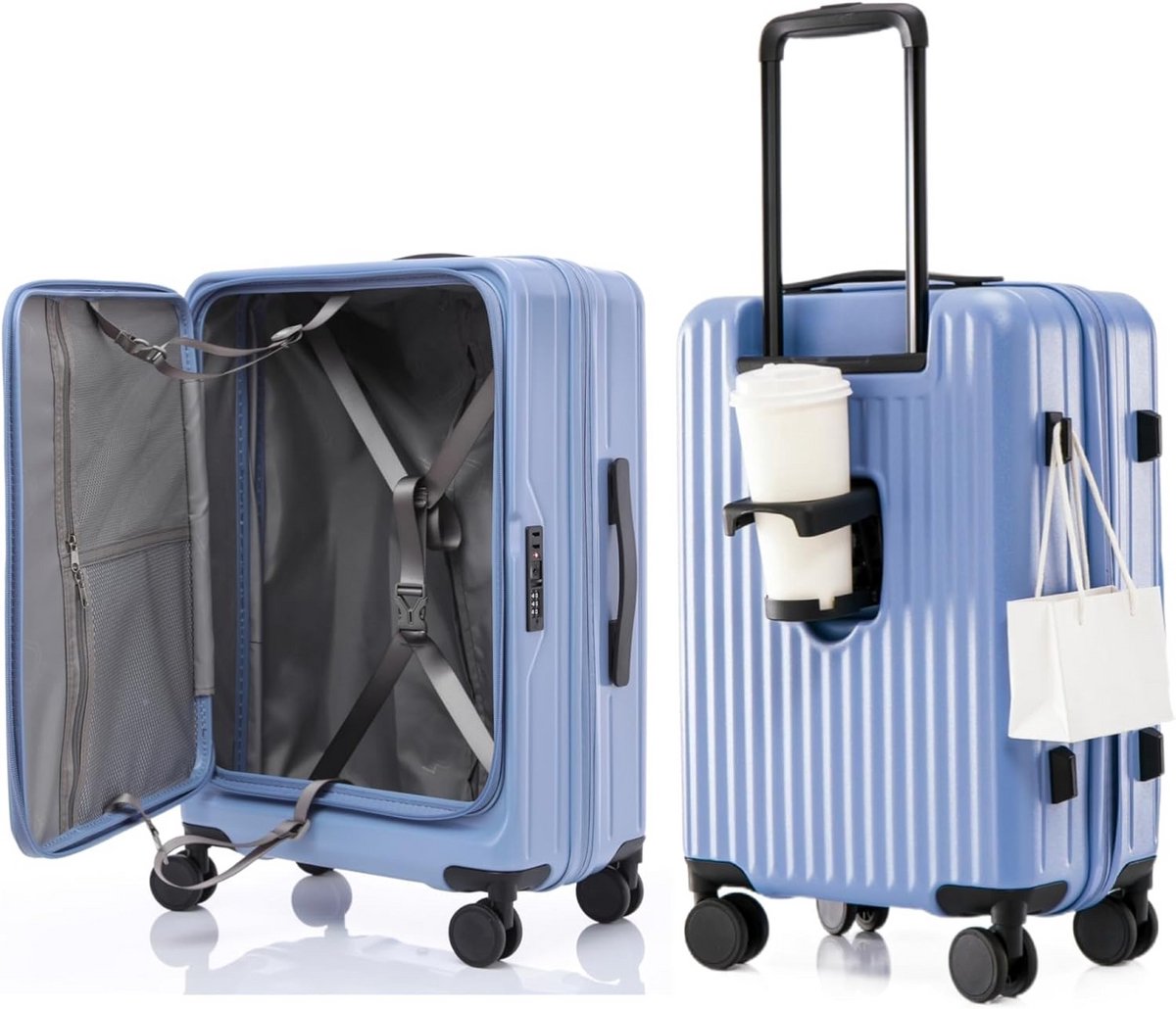 Harde Koffer Trolley - Uitschuifbaar en Met Dubbele Wielen - Handbagage en Reisbagage Set - Zwart – foto 7