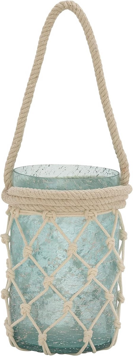 Decoratieve Kaarslantaarn van Glas met Touw en Handvat - 40 cm Hoog