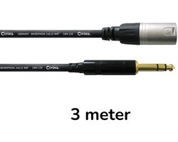 Cordial CFM 3 MV - Audiokabel - Jack TRS Stereo naar XLR Male - 3 Meter - Zwart - REAN Stekkers - Gebalanceerd - Handgesoldeerd