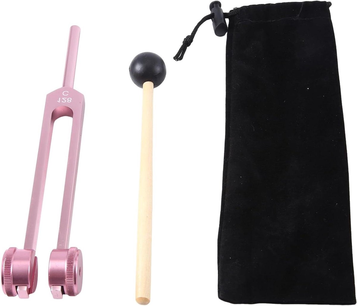 Stemvorken Set - Chakra Stemvorken - Meditatie en Ontspanning - Hoge Kwaliteit Aluminium - 21.5 cm - Roze
