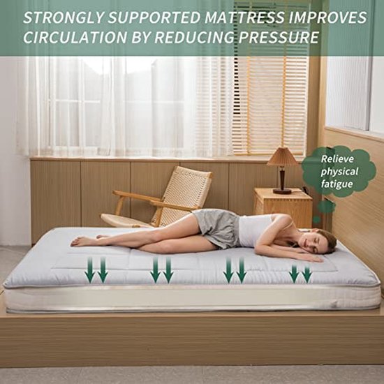 Futonmatras - Vloermatras Logeerbed - Comfortabel Slapen - Extra Dik Gewatteerd - 90 x 190 cm - Grijs — afbeelding 2