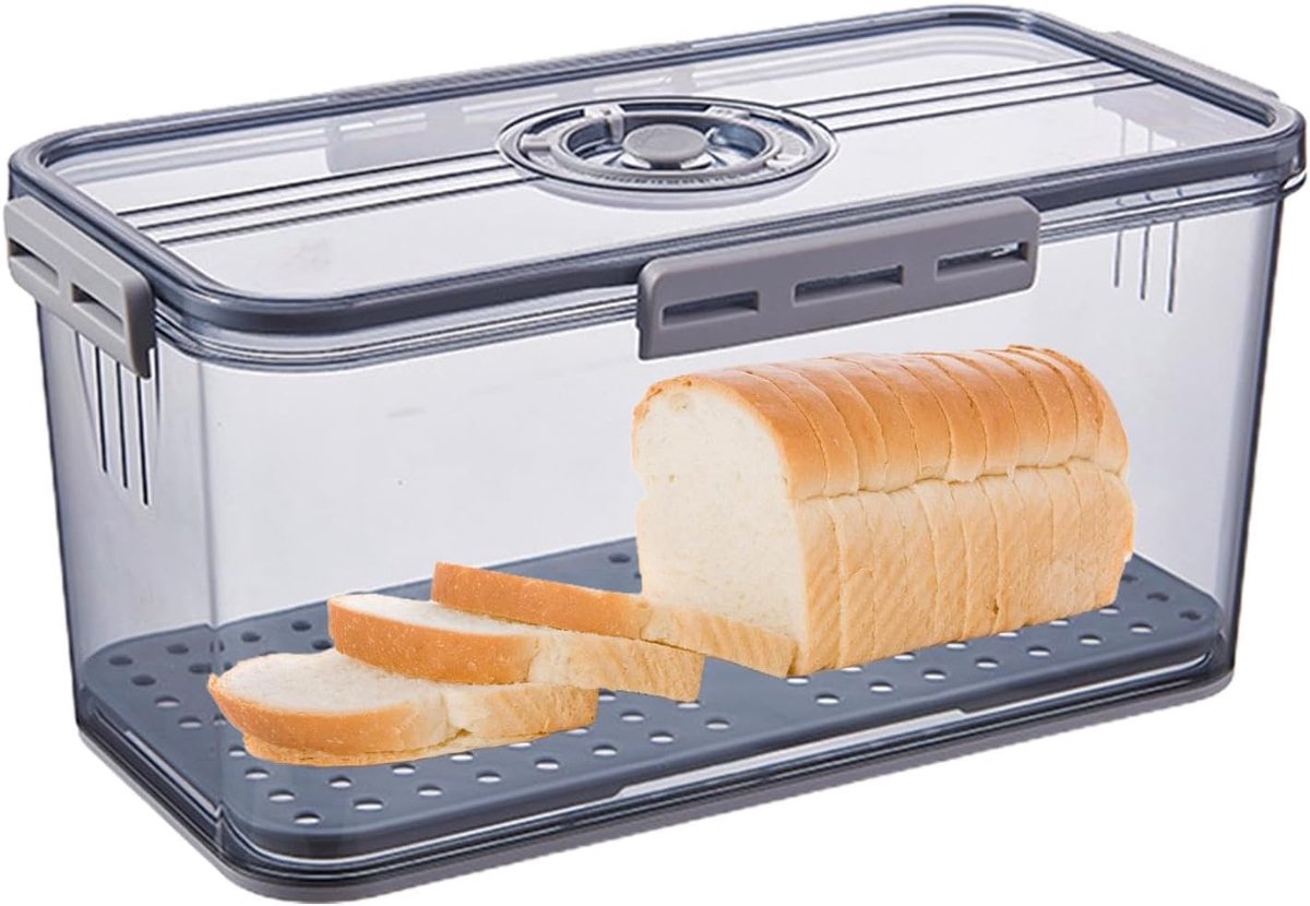 Broodtrommel met tijdregistratie - Bewaardoos versheid - Brood vers houden - Instelbaar luchtventiel - 335 x 185 x 12 cm
