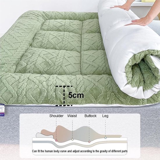 Opvouwbare Matras - Slaapmat - Comfortabel Slapen - Ergonomisch Ontwerp - 200x220cm - Wit — afbeelding 3