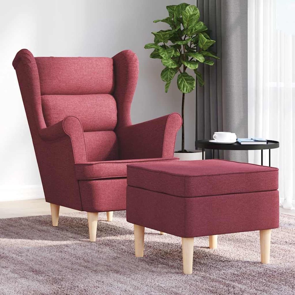 Fauteuil met voetenbank - Lounge stoel - Ontspannen na werk - Duurzaam polyesterweefsel - 74 x 84 x 100 cm