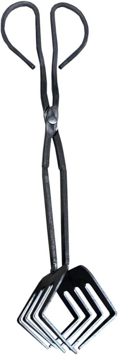 Houtskool Tang - Brandhout Grijper Pit Tang - Open Haard Gebruik - Ergonomisch Ontwerp Dikke Handgreep - 35 cm - Zwart